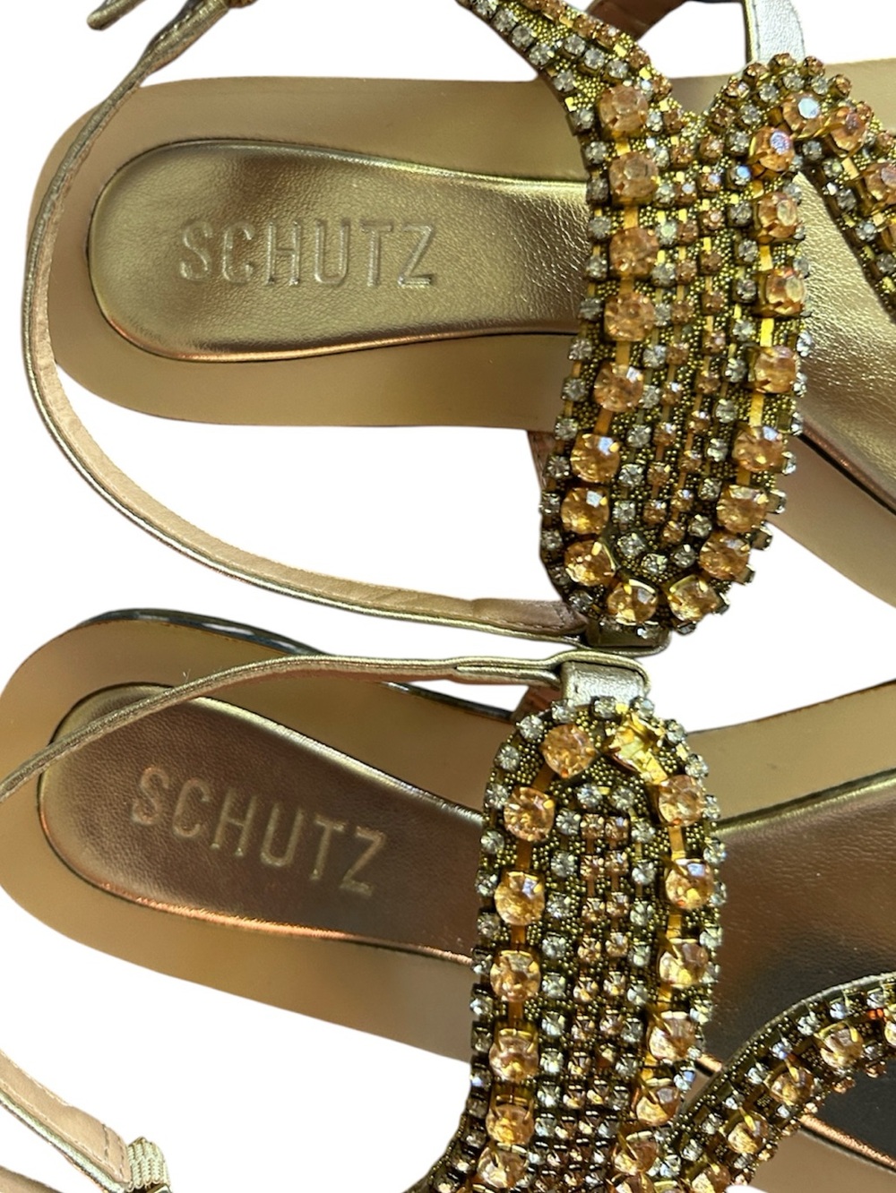 Schutz Shanti Gold Metallic Snake Rhinestone
Embellished Flat Sandals 7.5 - Picture 5 of 8